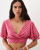 Miss Selfridge Miss Selfridge wrap frill sleeve top in pink polka dot print - part of a set - 1