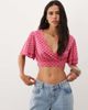 Miss Selfridge Miss Selfridge wrap frill sleeve top in pink polka dot print - part of a set - 3