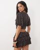 Miss Selfridge Miss Selfridge wrap ruffle sleeve top in chocolate polka dot - part of a set-Brown - 4