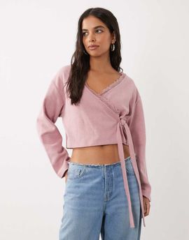 Miss Selfridge Miss Selfridge wrap top in pink