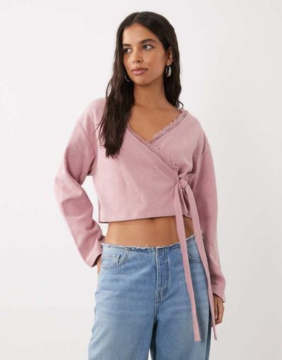 Miss Selfridge Miss Selfridge wrap top in pink