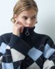 Miss Selfridge Miss Selfridge zip funnel neck argyle cardigan in navy-MULTI - 1