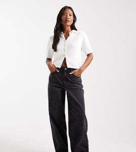 Miss Selfridge Petite Miss Selfridge Petite baggy jeans in black wash