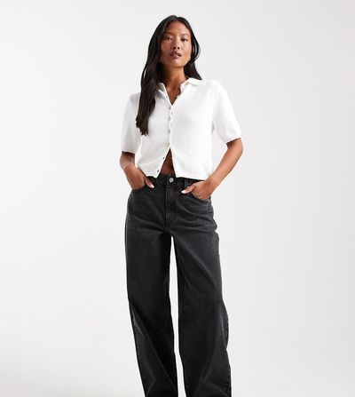 Miss Selfridge Petite Miss Selfridge Petite baggy jeans in black wash