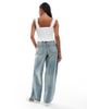 Miss Selfridge Petite Miss Selfridge Petite baggy jeans in dirty wash-Blue - 3