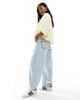 Miss Selfridge Petite Miss Selfridge Petite baggy jeans in light bleach wash-Blue - 3
