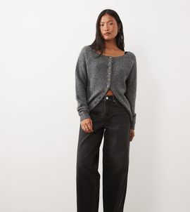 Miss Selfridge Petite Miss Selfridge petite baggy jeans in washed black