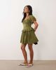 Miss Selfridge Petite Miss Selfridge Petite cheesecloth lace detail milkmaid dress in olive-Brown - 2