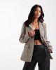 Miss Selfridge Petite Miss Selfridge Petite cinch blazer in neutral check-Multi - 4