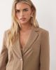Miss Selfridge Petite Miss Selfridge Petite cinched blazer in camel-Green - 1