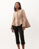 Miss Selfridge Petite Miss Selfridge Petite cinched peplum blazer with fluted sleeves in mocha-Brown - 1