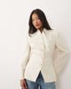 Miss Selfridge Petite Miss Selfridge Petite collarless blazer in ivory-White - 1