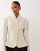 Miss Selfridge Petite Miss Selfridge Petite cropped collarless blazer in ivory-White - 1