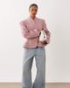 Miss Selfridge Petite Miss Selfridge Petite cropped collarless blazer in pink - 1
