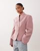 Miss Selfridge Petite Miss Selfridge Petite cropped collarless blazer in pink - 2