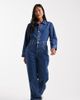 Miss Selfridge Petite Miss Selfridge Petite denim boilersuit in indigo wash-Navy - 1
