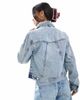 Miss Selfridge Petite Miss Selfridge Petite denim girlfriend jacket in light blue wash - 4