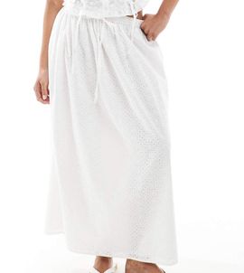 Miss Selfridge Petite Miss Selfridge Petite eyelet maxi skirt in white