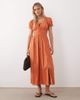 Miss Selfridge Petite Miss Selfridge Petite eyelet milkmaid midaxi dress in burnt orange - 2