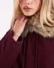 Miss Selfridge Petite Miss Selfridge Petite faux fur collar parka in burgundy-Red - 2