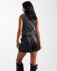Miss Selfridge Petite Miss Selfridge Petite faux leather belted short in black - 4
