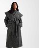 Miss Selfridge Petite Miss Selfridge Petite formal shawl collar wrap coat in herringbone-Multi - 2