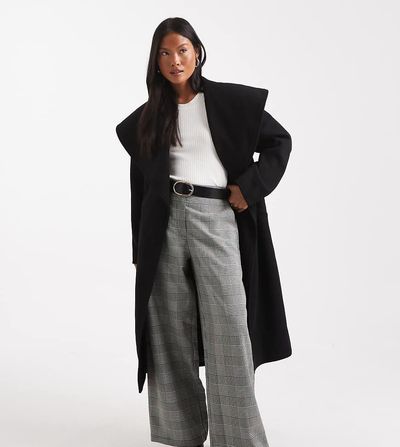 Miss Selfridge Petite Miss Selfridge Petite formal wrap coat in black