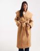 Miss Selfridge Petite Miss Selfridge Petite formal wrap coat in camel-Brown - 4