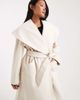Miss Selfridge Petite Miss Selfridge Petite formal wrap coat in cream-White - 4