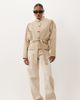 Miss Selfridge Petite Miss Selfridge Petite funnel neck cinched waist cropped trench coat in stone-Neutral - 1