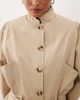 Miss Selfridge Petite Miss Selfridge Petite funnel neck cinched waist cropped trench coat in stone-Neutral - 3