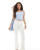 Miss Selfridge Petite Miss Selfridge Petite heart pocket flare jeans in ecru wash-White - 1