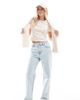 Miss Selfridge Petite Miss Selfridge Petite heart pocket straight leg jeans in ice bleach wash-Blue - 1