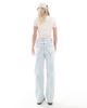 Miss Selfridge Petite Miss Selfridge Petite heart pocket straight leg jeans in ice bleach wash-Blue - 2