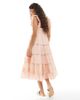 Miss Selfridge Petite Miss Selfridge Petite lace eyelet trim babydoll midi dress in peach-Yellow - 2