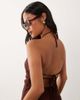 Miss Selfridge Petite Miss Selfridge Petite linen blend halter neck maxi dress in chocolate-Brown - 2