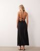 Miss Selfridge Petite Miss Selfridge Petite linen blend halter neck midaxi dress in black - 3