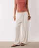 Miss Selfridge Petite Miss Selfridge Petite linen blend pull on pants in ivory-Neutral - 3