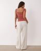 Miss Selfridge Petite Miss Selfridge Petite linen blend pull on pants in ivory-Neutral - 4
