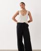 Miss Selfridge Petite Miss Selfridge Petite linen blend wide leg pants in black - 1
