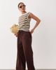 Miss Selfridge Petite Miss Selfridge Petite linen blend wide leg pants in chocolate-Brown - 1