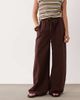 Miss Selfridge Petite Miss Selfridge Petite linen blend wide leg pants in chocolate-Brown - 2