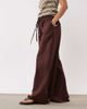 Miss Selfridge Petite Miss Selfridge Petite linen blend wide leg pants in chocolate-Brown - 4