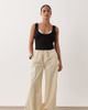 Miss Selfridge Petite Miss Selfridge Petite linen blend wide leg pants in ivory-White - 1