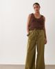 Miss Selfridge Petite Miss Selfridge Petite linen blend wide leg pants in olive-Green - 1