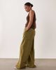 Miss Selfridge Petite Miss Selfridge Petite linen blend wide leg pants in olive-Green - 3