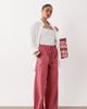 Miss Selfridge Petite Miss Selfridge Petite linen blend wide leg pants in raspberry-pink - 1