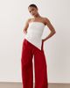 Miss Selfridge Petite Miss Selfridge Petite linen blend wide leg pants in red - 1