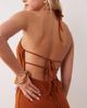 Miss Selfridge Petite Miss Selfridge Petite linen look halter maxi dress in rust-Orange - 4