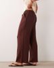 Miss Selfridge Petite Miss Selfridge Petite linen look pull-on pants in chocolate-Brown - 2